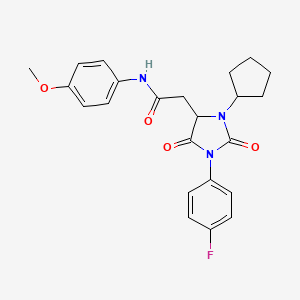 2-[3-cyclopentyl-1-(4-fluorophenyl)-2,5-dioxoimidazolidin-4-yl]-N-(4-methoxyphenyl)acetamide