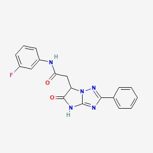 molecular formula C18H14FN5O2 B11289282 N-(3-fluorophenyl)-2-(5-oxo-2-phenyl-5,6-dihydro-4H-imidazo[1,2-b][1,2,4]triazol-6-yl)acetamide 