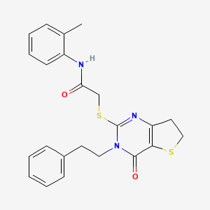 2-((4-oxo-3-phenethyl-3,4,6,7-tetrahydrothieno[3,2-d]pyrimidin-2-yl)thio)-N-(o-tolyl)acetamide