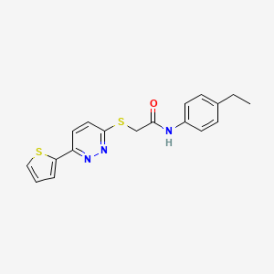 molecular formula C18H17N3OS2 B11289294 N-(4-Ethylphenyl)-2-{[6-(thiophen-2-YL)pyridazin-3-YL]sulfanyl}acetamide 