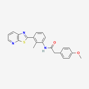 molecular formula C22H19N3O2S B11289339 2-(4-methoxyphenyl)-N-(2-methyl-3-(thiazolo[5,4-b]pyridin-2-yl)phenyl)acetamide 