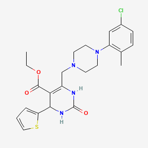 molecular formula C23H27ClN4O3S B11289342 Ethyl 6-{[4-(5-chloro-2-methylphenyl)piperazin-1-yl]methyl}-2-oxo-4-(thiophen-2-yl)-1,2,3,4-tetrahydropyrimidine-5-carboxylate 