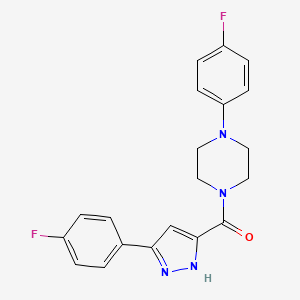 molecular formula C20H18F2N4O B11289356 1-(4-Fluorophenyl)-4-[3-(4-fluorophenyl)-1H-pyrazole-5-carbonyl]piperazine 