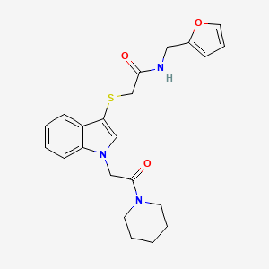 molecular formula C22H25N3O3S B11289465 N-(furan-2-ylmethyl)-2-((1-(2-oxo-2-(piperidin-1-yl)ethyl)-1H-indol-3-yl)thio)acetamide 