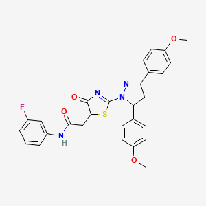 2-{2-[3,5-bis(4-methoxyphenyl)-4,5-dihydro-1H-pyrazol-1-yl]-4-oxo-4,5-dihydro-1,3-thiazol-5-yl}-N-(3-fluorophenyl)acetamide