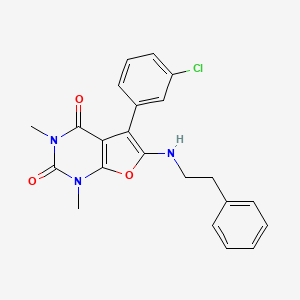 molecular formula C22H20ClN3O3 B11289490 5-(3-chlorophenyl)-1,3-dimethyl-6-[(2-phenylethyl)amino]furo[2,3-d]pyrimidine-2,4(1H,3H)-dione 