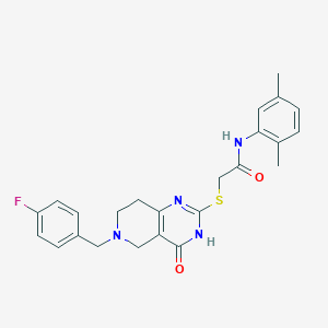 molecular formula C24H25FN4O2S B11289496 N-(2,5-dimethylphenyl)-2-{[6-(4-fluorobenzyl)-4-oxo-3,4,5,6,7,8-hexahydropyrido[4,3-d]pyrimidin-2-yl]sulfanyl}acetamide 