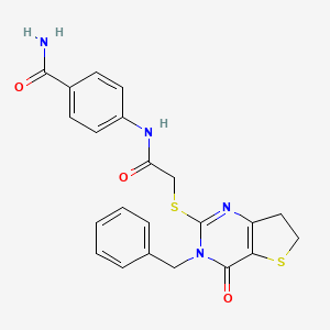 4-(2-((3-Benzyl-4-oxo-3,4,6,7-tetrahydrothieno[3,2-d]pyrimidin-2-yl)thio)acetamido)benzamide