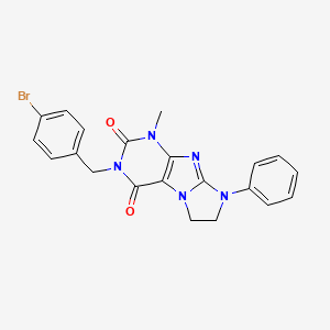 molecular formula C21H18BrN5O2 B11289535 2-[(4-Bromophenyl)methyl]-4-methyl-6-phenyl-7,8-dihydropurino[7,8-a]imidazole-1,3-dione 