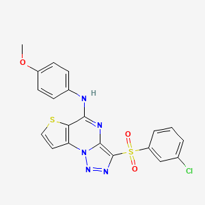 molecular formula C20H14ClN5O3S2 B11289565 3-[(3-chlorophenyl)sulfonyl]-N-(4-methoxyphenyl)thieno[2,3-e][1,2,3]triazolo[1,5-a]pyrimidin-5-amine 