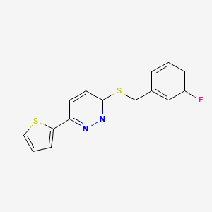 molecular formula C15H11FN2S2 B11289568 3-((3-Fluorobenzyl)thio)-6-(thiophen-2-yl)pyridazine 