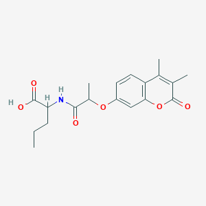 molecular formula C19H23NO6 B11289646 N-{2-[(3,4-dimethyl-2-oxo-2H-chromen-7-yl)oxy]propanoyl}norvaline 