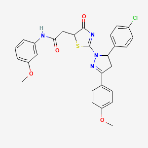 2-{2-[5-(4-chlorophenyl)-3-(4-methoxyphenyl)-4,5-dihydro-1H-pyrazol-1-yl]-4-oxo-4,5-dihydro-1,3-thiazol-5-yl}-N-(3-methoxyphenyl)acetamide