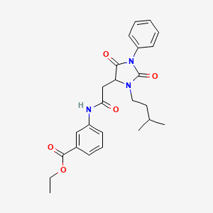 molecular formula C25H29N3O5 B11289750 Ethyl 3-({[3-(3-methylbutyl)-2,5-dioxo-1-phenylimidazolidin-4-yl]acetyl}amino)benzoate 