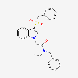 molecular formula C26H26N2O3S B11289764 3-(benzylsulfonyl)-N-benzyl-N-ethyl-indole-1-acetamide 