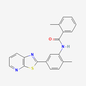 molecular formula C21H17N3OS B11289781 2-Methyl-N-(2-methyl-5-{[1,3]thiazolo[5,4-B]pyridin-2-YL}phenyl)benzamide 