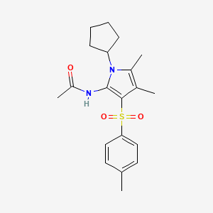 molecular formula C20H26N2O3S B11289786 N-{1-cyclopentyl-4,5-dimethyl-3-[(4-methylphenyl)sulfonyl]-1H-pyrrol-2-yl}acetamide 