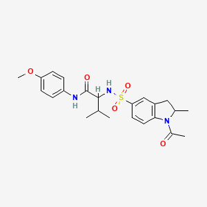 2-(1-Acetyl-2-methyl-2,3-dihydro-1H-indole-5-sulfonamido)-N-(4-methoxyphenyl)-3-methylbutanamide