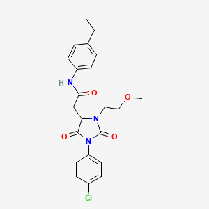 2-[1-(4-chlorophenyl)-3-(2-methoxyethyl)-2,5-dioxoimidazolidin-4-yl]-N-(4-ethylphenyl)acetamide