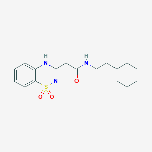 molecular formula C17H21N3O3S B11289815 N-(2-(cyclohex-1-en-1-yl)ethyl)-2-(1,1-dioxido-2H-benzo[e][1,2,4]thiadiazin-3-yl)acetamide 