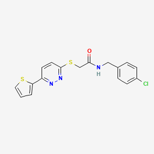 molecular formula C17H14ClN3OS2 B11289856 N-(4-chlorobenzyl)-2-((6-(thiophen-2-yl)pyridazin-3-yl)thio)acetamide 