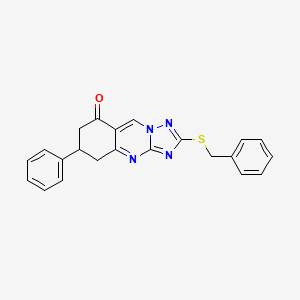 molecular formula C22H18N4OS B11289887 2-(benzylsulfanyl)-6-phenyl-6,7-dihydro[1,2,4]triazolo[5,1-b]quinazolin-8(5H)-one 