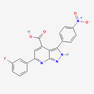 6-(3-fluorophenyl)-3-(4-nitrophenyl)-1H-pyrazolo[3,4-b]pyridine-4-carboxylic acid