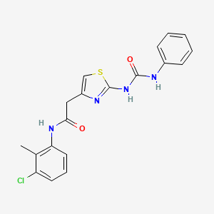 molecular formula C19H17ClN4O2S B11289972 N-(3-chloro-2-methylphenyl)-2-(2-(3-phenylureido)thiazol-4-yl)acetamide 