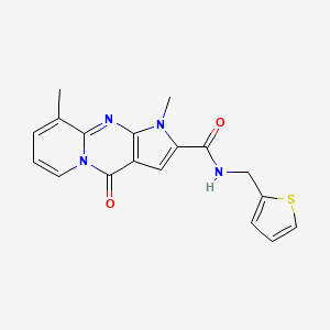 molecular formula C18H16N4O2S B11289976 1,9-dimethyl-4-oxo-N-(thiophen-2-ylmethyl)-1,4-dihydropyrido[1,2-a]pyrrolo[2,3-d]pyrimidine-2-carboxamide 