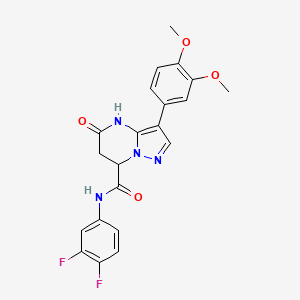 molecular formula C21H18F2N4O4 B11289982 N-(3,4-difluorophenyl)-3-(3,4-dimethoxyphenyl)-5-hydroxy-6,7-dihydropyrazolo[1,5-a]pyrimidine-7-carboxamide 