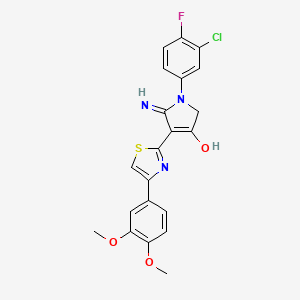 molecular formula C21H17ClFN3O3S B11289984 5-amino-1-(3-chloro-4-fluorophenyl)-4-[4-(3,4-dimethoxyphenyl)-1,3-thiazol-2-yl]-1,2-dihydro-3H-pyrrol-3-one 