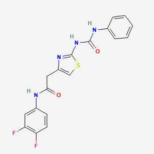 molecular formula C18H14F2N4O2S B11289998 N-(3,4-difluorophenyl)-2-(2-(3-phenylureido)thiazol-4-yl)acetamide 