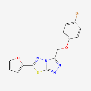 molecular formula C14H9BrN4O2S B11290003 3-[(4-Bromophenoxy)methyl]-6-(thiophen-2-yl)[1,2,4]triazolo[3,4-b][1,3,4]thiadiazole 