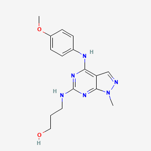 3-({4-[(4-methoxyphenyl)amino]-1-methyl-1H-pyrazolo[3,4-d]pyrimidin-6-yl}amino)propan-1-ol