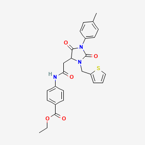 Ethyl 4-({[1-(4-methylphenyl)-2,5-dioxo-3-(thiophen-2-ylmethyl)imidazolidin-4-yl]acetyl}amino)benzoate