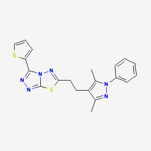 6-[2-(3,5-dimethyl-1-phenyl-1H-pyrazol-4-yl)ethyl]-3-(thiophen-2-yl)[1,2,4]triazolo[3,4-b][1,3,4]thiadiazole