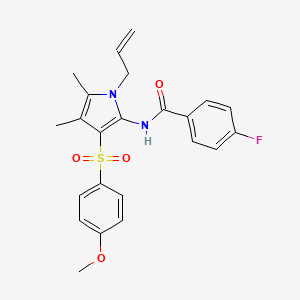 molecular formula C23H23FN2O4S B11290045 4-fluoro-N-{3-[(4-methoxyphenyl)sulfonyl]-4,5-dimethyl-1-(prop-2-en-1-yl)-1H-pyrrol-2-yl}benzamide 