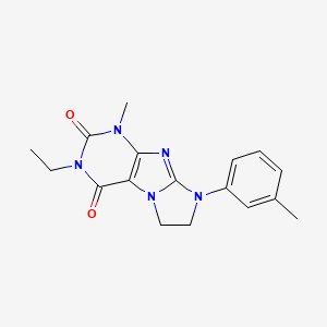 molecular formula C17H19N5O2 B11290047 3-ethyl-1-methyl-8-(3-methylphenyl)-7,8-dihydro-1H-imidazo[2,1-f]purine-2,4(3H,6H)-dione 