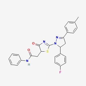 2-{2-[5-(4-fluorophenyl)-3-(4-methylphenyl)-4,5-dihydro-1H-pyrazol-1-yl]-4-oxo-4,5-dihydro-1,3-thiazol-5-yl}-N-phenylacetamide