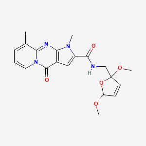 molecular formula C20H22N4O5 B11290060 N-[(2,5-Dimethoxy-2,5-dihydro-2-furanyl)methyl]-1,9-dimethyl-4-oxo-1,4-dihydropyrido[1,2-A]pyrrolo[2,3-D]pyrimidine-2-carboxamide 