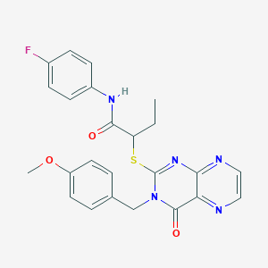 molecular formula C24H22FN5O3S B11290071 N-(4-fluorophenyl)-2-({3-[(4-methoxyphenyl)methyl]-4-oxo-3,4-dihydropteridin-2-yl}sulfanyl)butanamide 