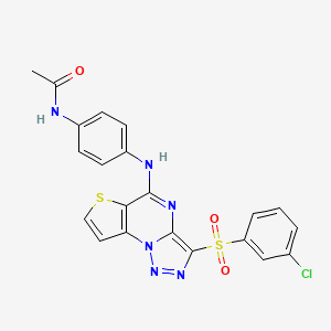 N-[4-({3-[(3-chlorophenyl)sulfonyl]thieno[2,3-e][1,2,3]triazolo[1,5-a]pyrimidin-5-yl}amino)phenyl]acetamide