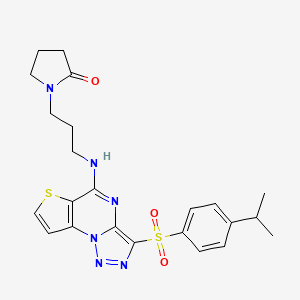 molecular formula C23H26N6O3S2 B11290090 1-[3-({3-[(4-Isopropylphenyl)sulfonyl]thieno[2,3-E][1,2,3]triazolo[1,5-A]pyrimidin-5-YL}amino)propyl]-2-pyrrolidinone 