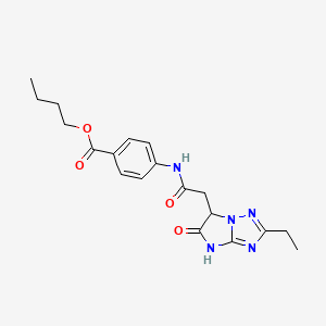 molecular formula C19H23N5O4 B11290148 butyl 4-{[(2-ethyl-5-oxo-5,6-dihydro-4H-imidazo[1,2-b][1,2,4]triazol-6-yl)acetyl]amino}benzoate 