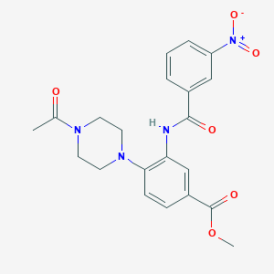 molecular formula C21H22N4O6 B11290151 Methyl 4-(4-acetylpiperazin-1-YL)-3-(3-nitrobenzamido)benzoate 