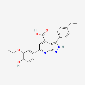 6-(3-Ethoxy-4-hydroxyphenyl)-3-(4-ethylphenyl)-2H-pyrazolo[3,4-B]pyridine-4-carboxylic acid