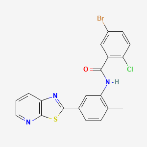 molecular formula C20H13BrClN3OS B11290196 5-bromo-2-chloro-N-(2-methyl-5-(thiazolo[5,4-b]pyridin-2-yl)phenyl)benzamide 