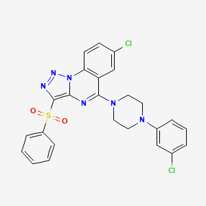 7-Chloro-5-[4-(3-chlorophenyl)piperazin-1-yl]-3-(phenylsulfonyl)[1,2,3]triazolo[1,5-a]quinazoline