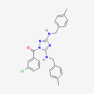 molecular formula C25H24ClN5O B11290207 {3,5-bis[(4-methylbenzyl)amino]-1H-1,2,4-triazol-1-yl}(3-chlorophenyl)methanone 