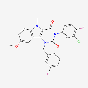 molecular formula C25H18ClF2N3O3 B11290218 3-(3-chloro-4-fluorophenyl)-1-(3-fluorobenzyl)-8-methoxy-5-methyl-1H-pyrimido[5,4-b]indole-2,4(3H,5H)-dione 